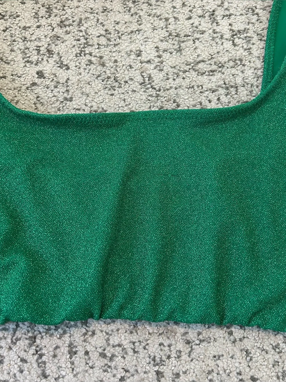 NWT Good American Summer Green Metallic Square Neck Bikini Top Size 4XL